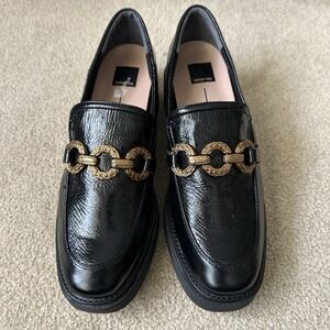 Dolce Vita Sheena Loafers Midnight Crinkle Patent Leather NWOT Women's Size 13‎